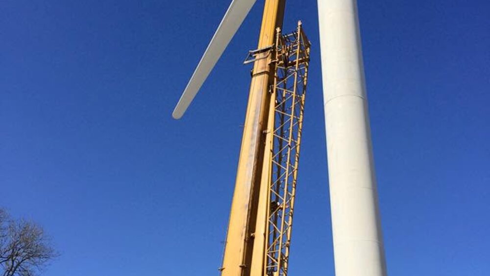 A KBO all-terrain crane rigged and set up on site